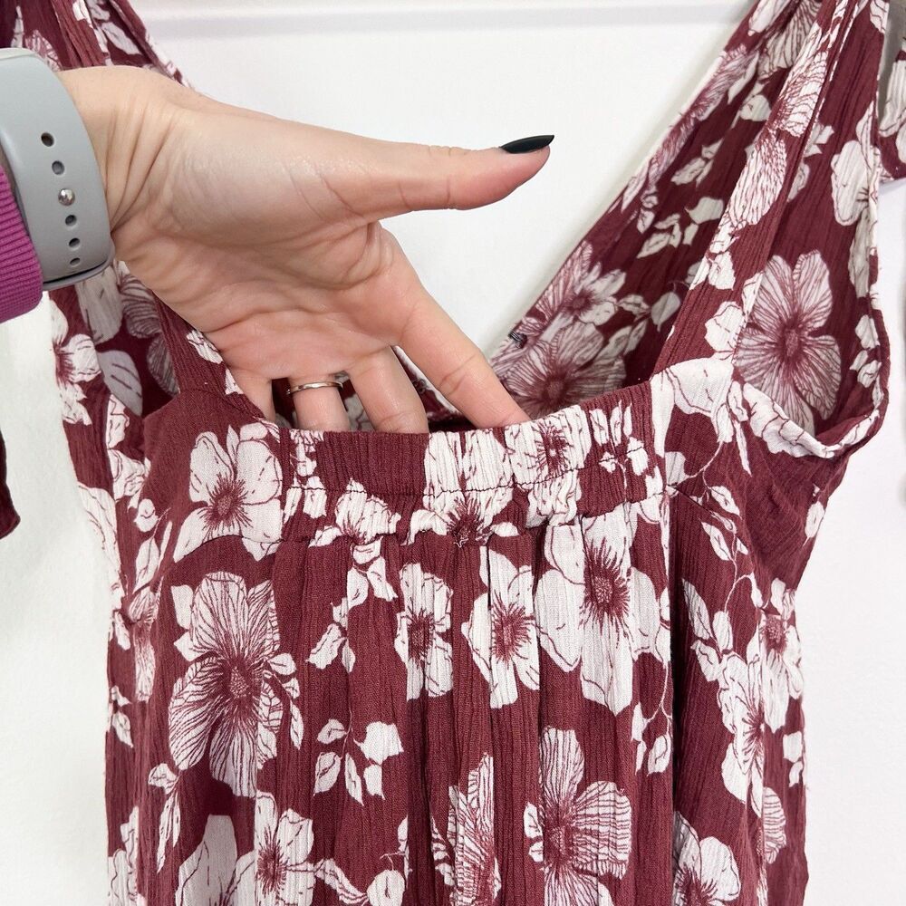 Abercrombie & Fitch Floral Maxi Tie Strap Dress Size M Brown Open Back Tiered - Picture 8 of 9